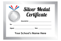 Sports Day Silver Medal Certificates School Stickers With Printable Sports Day Certificate Templates Free