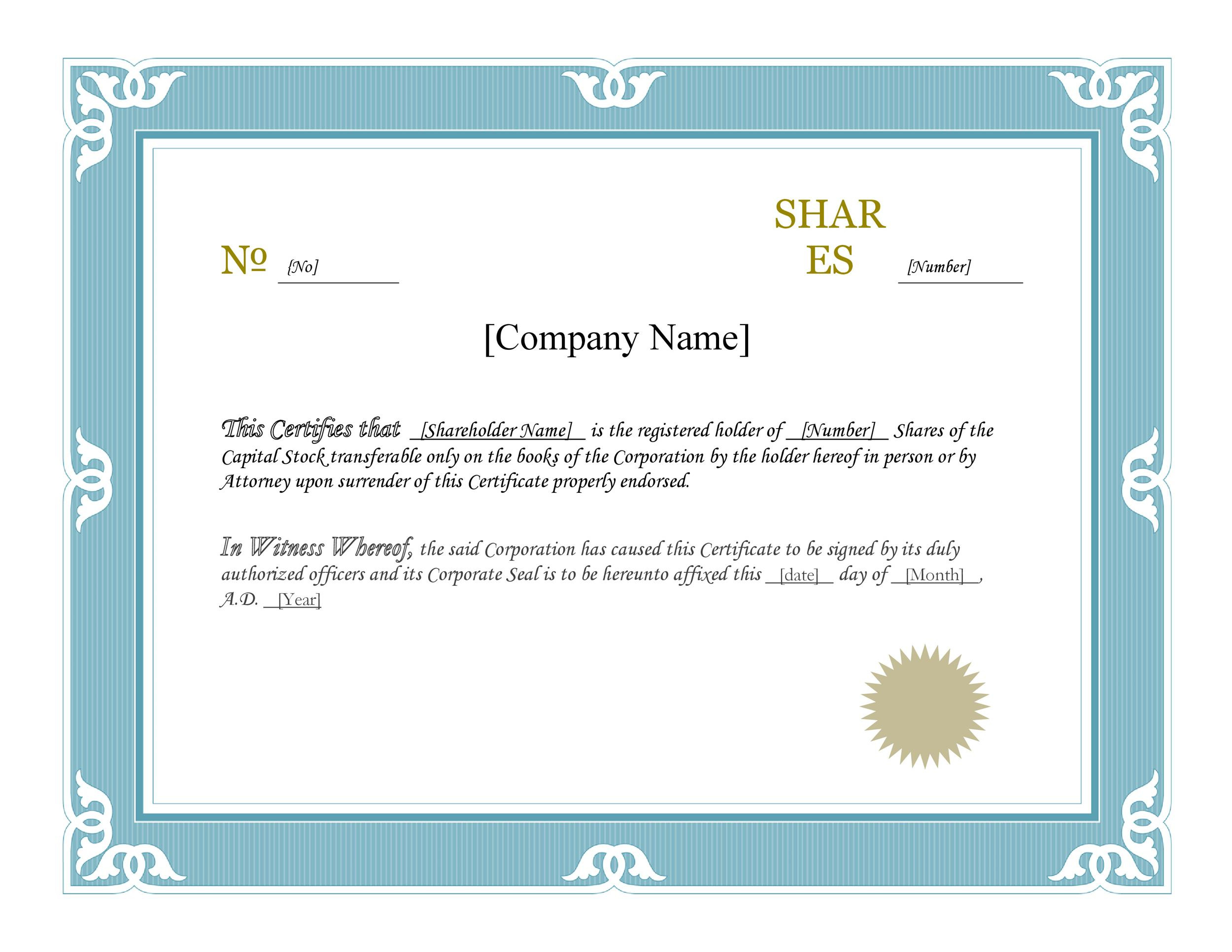 Stock Certificate Template Microsoft Word Free Matah Pertaining To Stock Certificate Template Word
