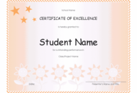 Student Excellence Award Elementary Free Certificate Within Academic Excellence Certificate