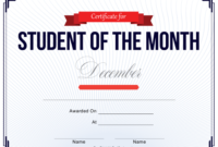 Student Of The Month Certificate Template December Regarding Free Printable Student Of The Month Certificate Templates