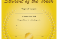 Student Of The Week Certificate Template Download With Best Free Printable Student Of The Month Certificate Templates