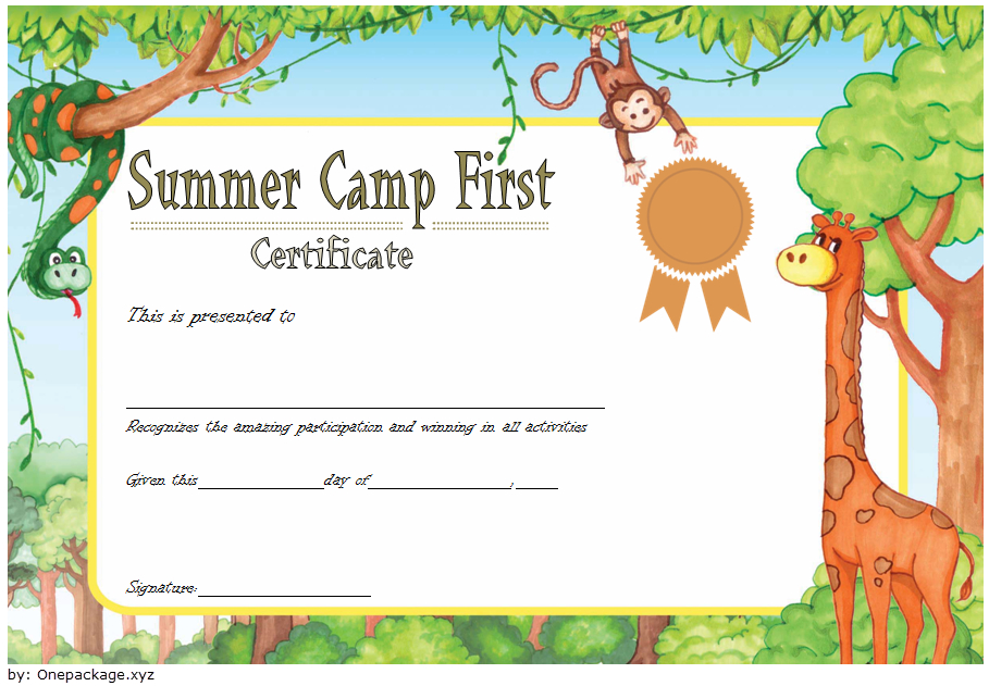 Summer Camp Certificate Design Template Free 1 Two In Summer Camp Certificate Template
