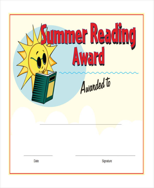 Summer Reading Award Certificate Regarding Reading Certificate Template Free