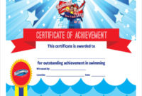 Swimming Award Certificate Regarding Quality Swimming Certificate Templates Free