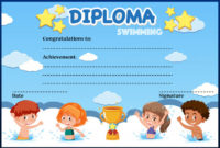 Swimming Diploma Certificate Template Vector Premium Intended For Quality Swimming Certificate Templates Free