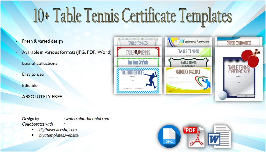 Table Tennis Certificate Templates Editable 10 Best Designs In Free Tennis Certificate Template