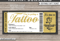 Tattoo Gift Certificate Card Template Diy Printable Gift Regarding Free Tattoo Gift Certificate Template