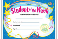 Teachersparadise Certificate Student Of The Week 30 Intended For Student Of The Week Certificate