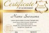 Template Certificate Of Achievement Elegant Gold Design With Regard To Certificate Of Attainment Template