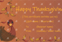 Thanksgiving Gift Certificate Template Turkey Word Layouts In Thanksgiving Gift Certificate Template Free