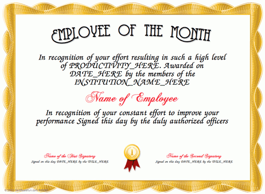 The Gallery For Employee Of The Year Award Wording For Free Employee Of The Year Certificate Template Free