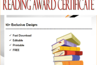 Top 10 Editable Reading Award Certificates Free Regarding Amazing Reading Achievement Certificate Templates