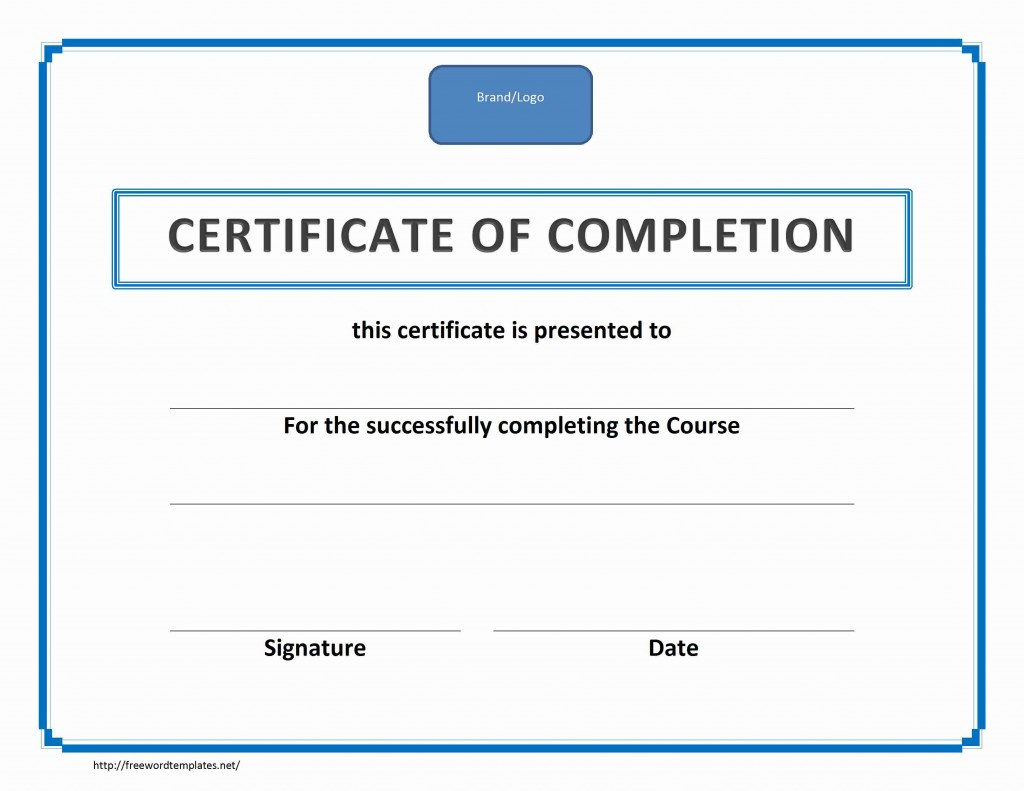 Training Certificate Of Completion With Best Certificate Of Completion Template Word