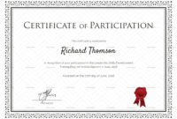Training Participation Certificate Template Dalep In Training Certificate Template Word Format