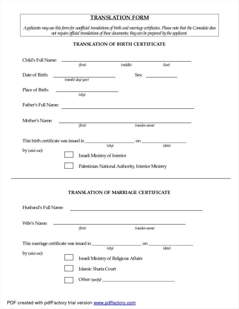 Translate Marriage Certificate From Spanish To English Pertaining To Free Marriage Certificate Translation Template