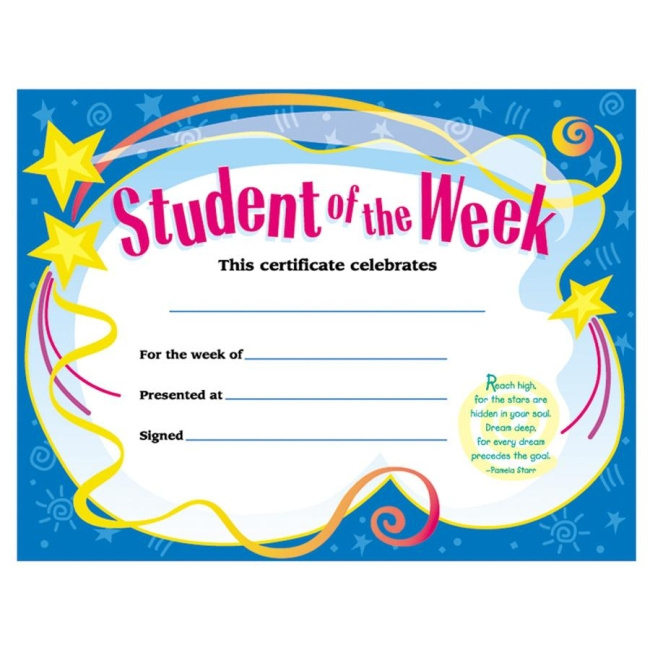 Trend Student Of The Week Certificate Quickship Inside Free Star Of The Week Certificate Template