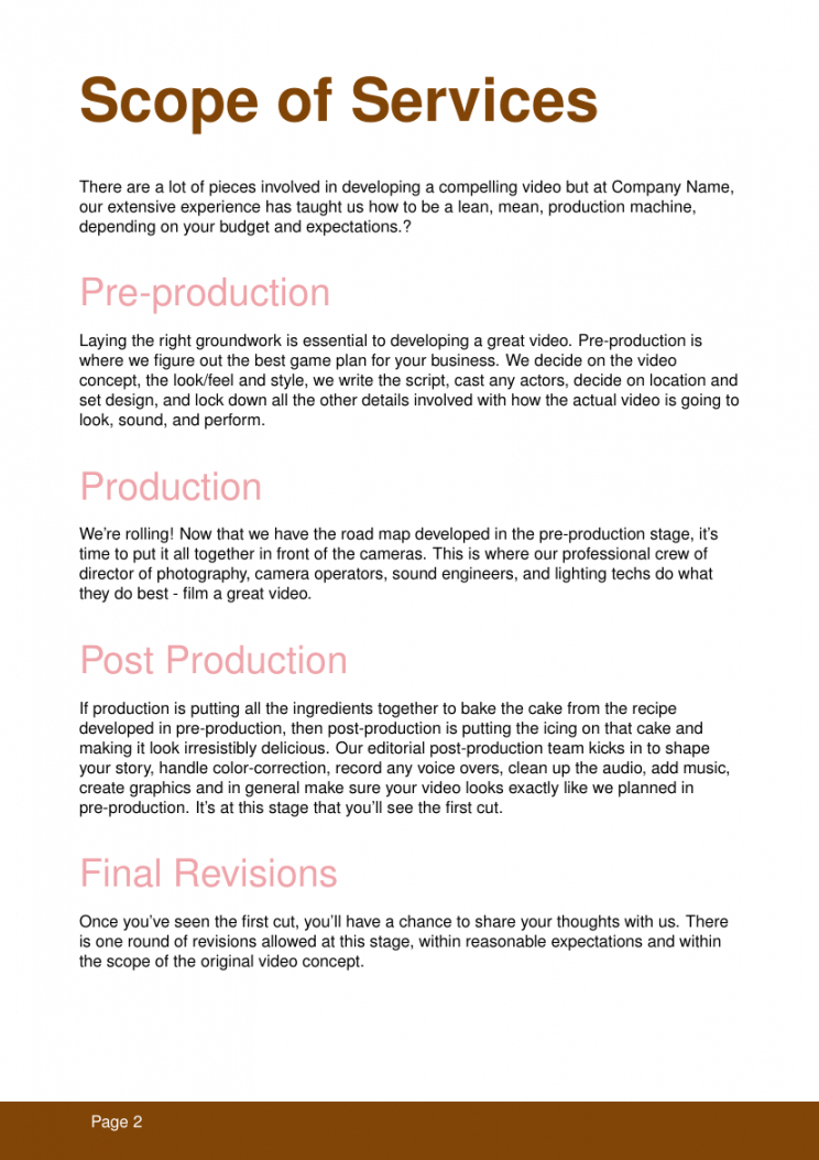Video Production Proposal Template Free Download
