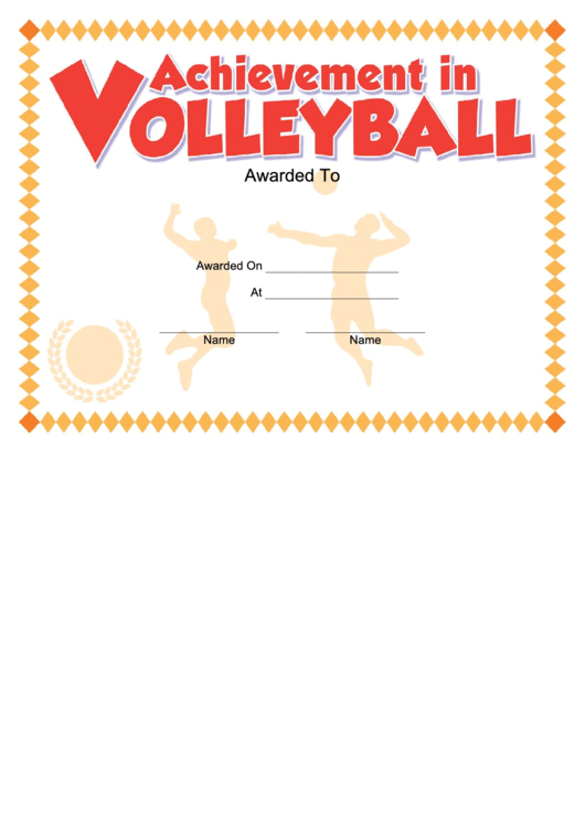 Volleyball Certificate Printable Pdf Download Inside Volleyball Certificate Templates