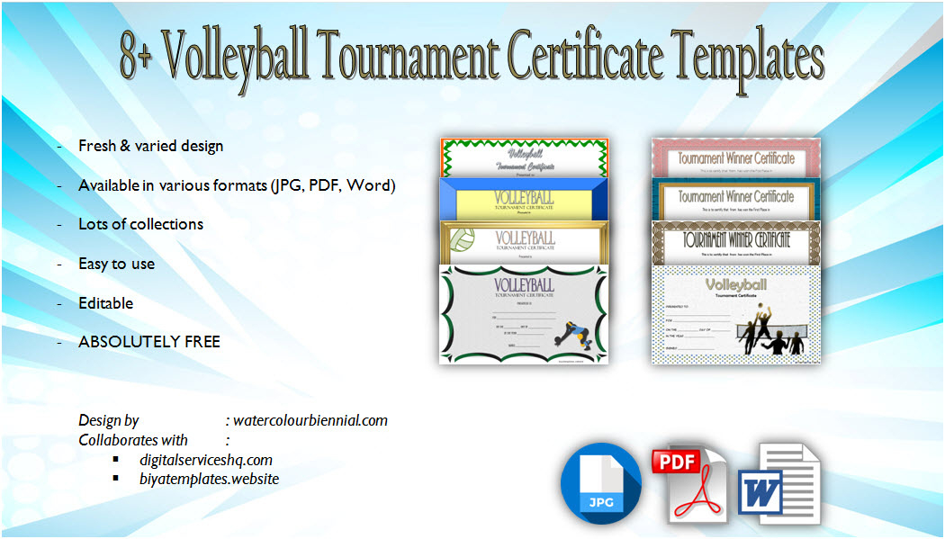 Volleyball Tournament Certificate Templates 8 Free Download For Printable Volleyball Certificate Template Free