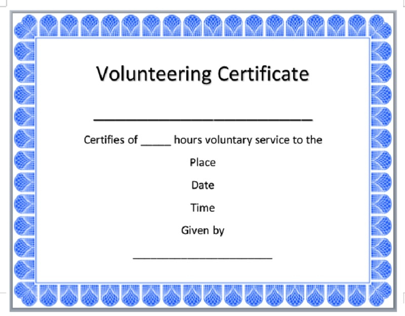 Volunteer Certificate Templates Best Samples Intended For Best Volunteer Certificate Templates