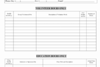 Volunteer Spreadsheet Excel Regarding 019 Volunteer Hours With Regard To Work Hours Log Template