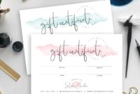 Watercolor Gift Voucher Template Printable Elegant Gift Intended For Free Elegant Gift Certificate Template