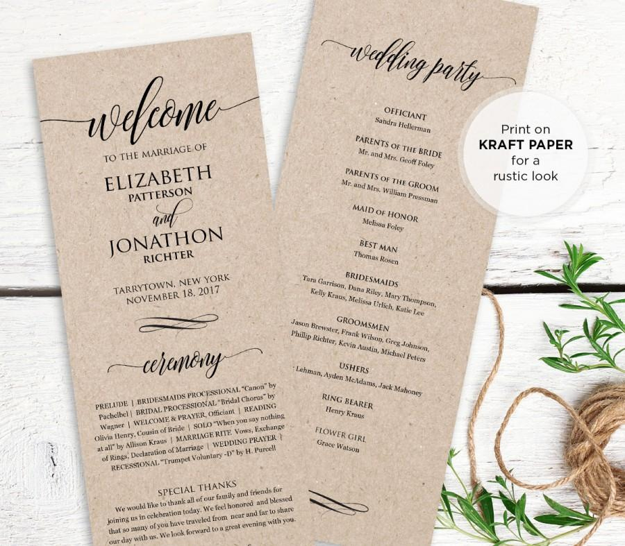 Wedding Program Printable Order Of Service Rustic Pertaining To Awesome Wedding Ceremony Agenda Template