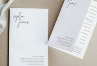 Wedding Program Template Folded Minimalist Elegant Throughout Amazing Wedding Agenda Templates