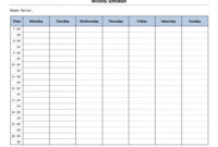 Weekly Hourly Schedule Template Shatterlion In Amazing Weekly Agenda Template Notion