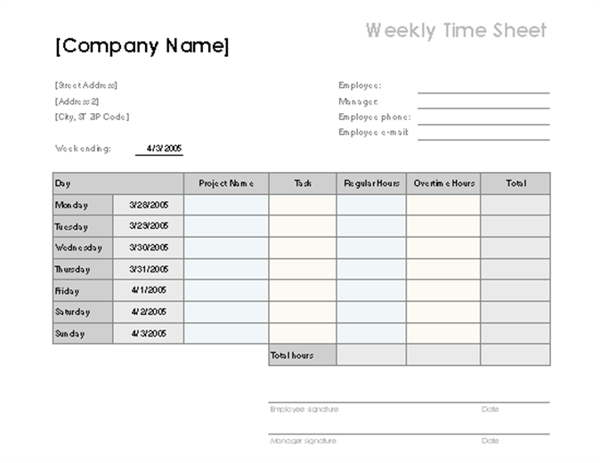 Weekly Time Sheet With Tasks And Overtime Throughout Weekly Work Log Sheet Template