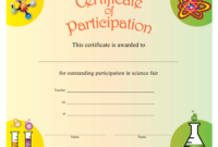 Yellow Science Fair Certificate Of Participation Template Pertaining To Free Science Achievement Award Certificate Templates