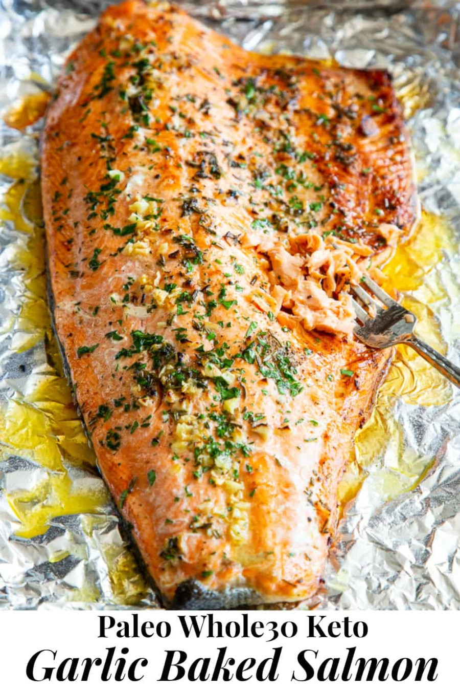Baked Salmon in Foil with Garlic, Rosemary and Thyme Whole, Keto - Baked Salmon in Foil with Garlic, Rosemary and Thyme Whole, Keto -