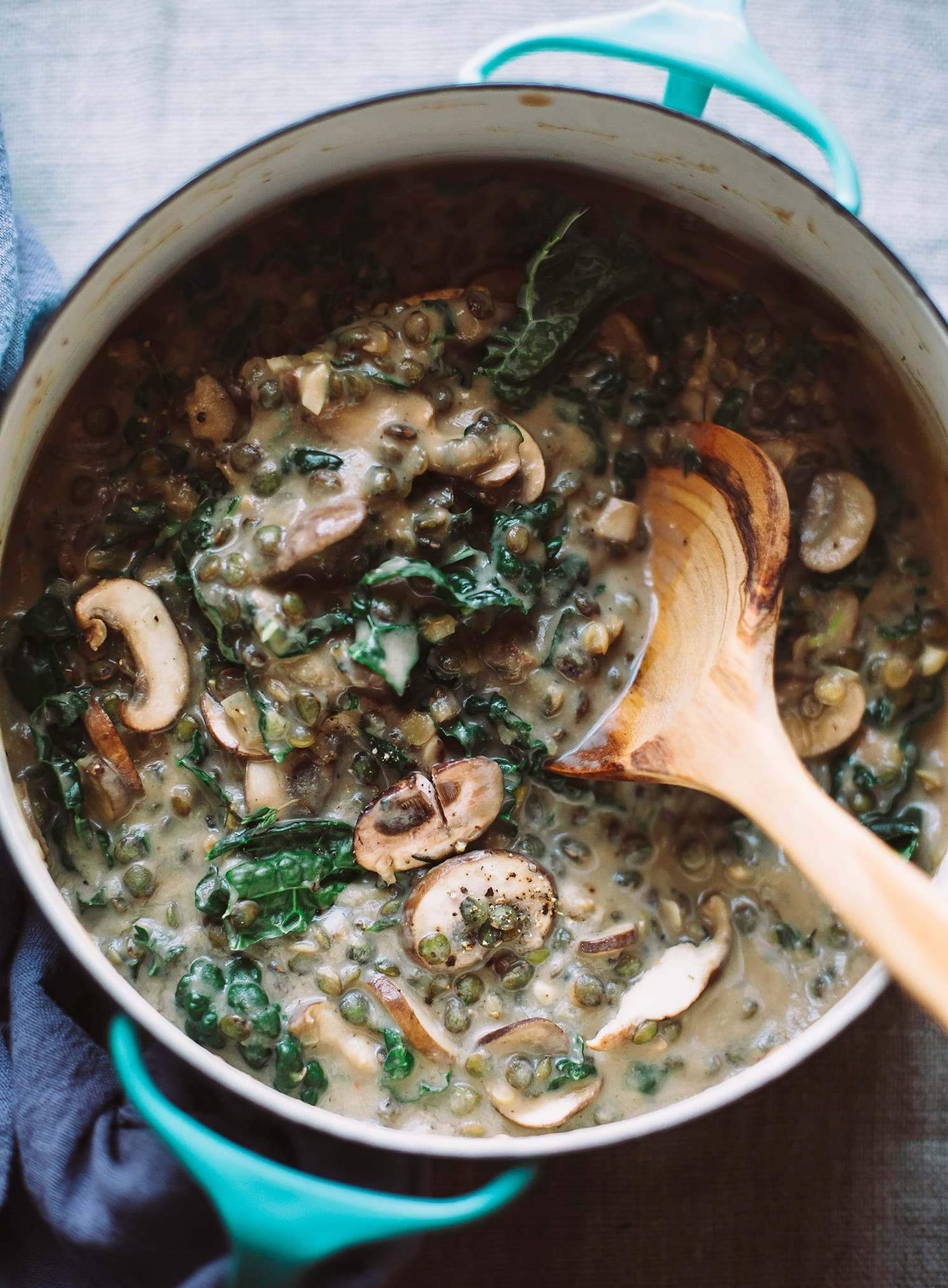 Creamy French Lentils with Mushrooms & Kale Creamy French Lentils with Mushrooms & Kale