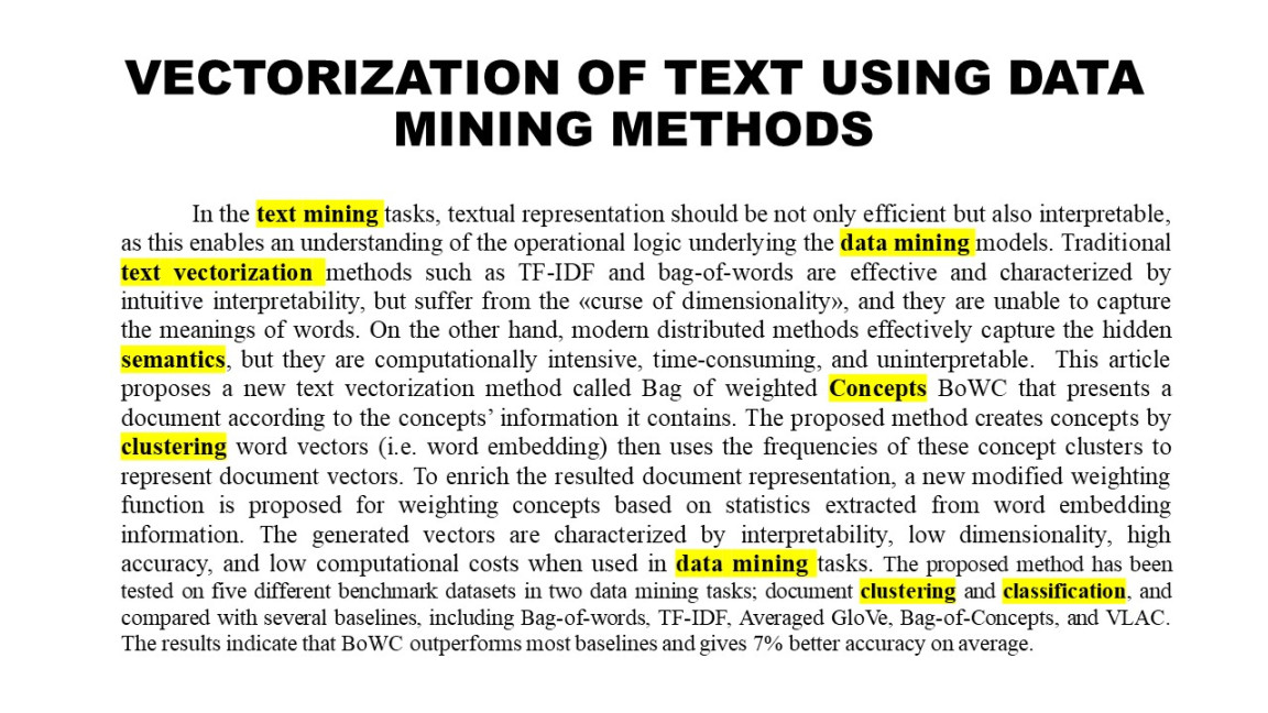 Effective methods of Keyword Extraction from a Single Text using
