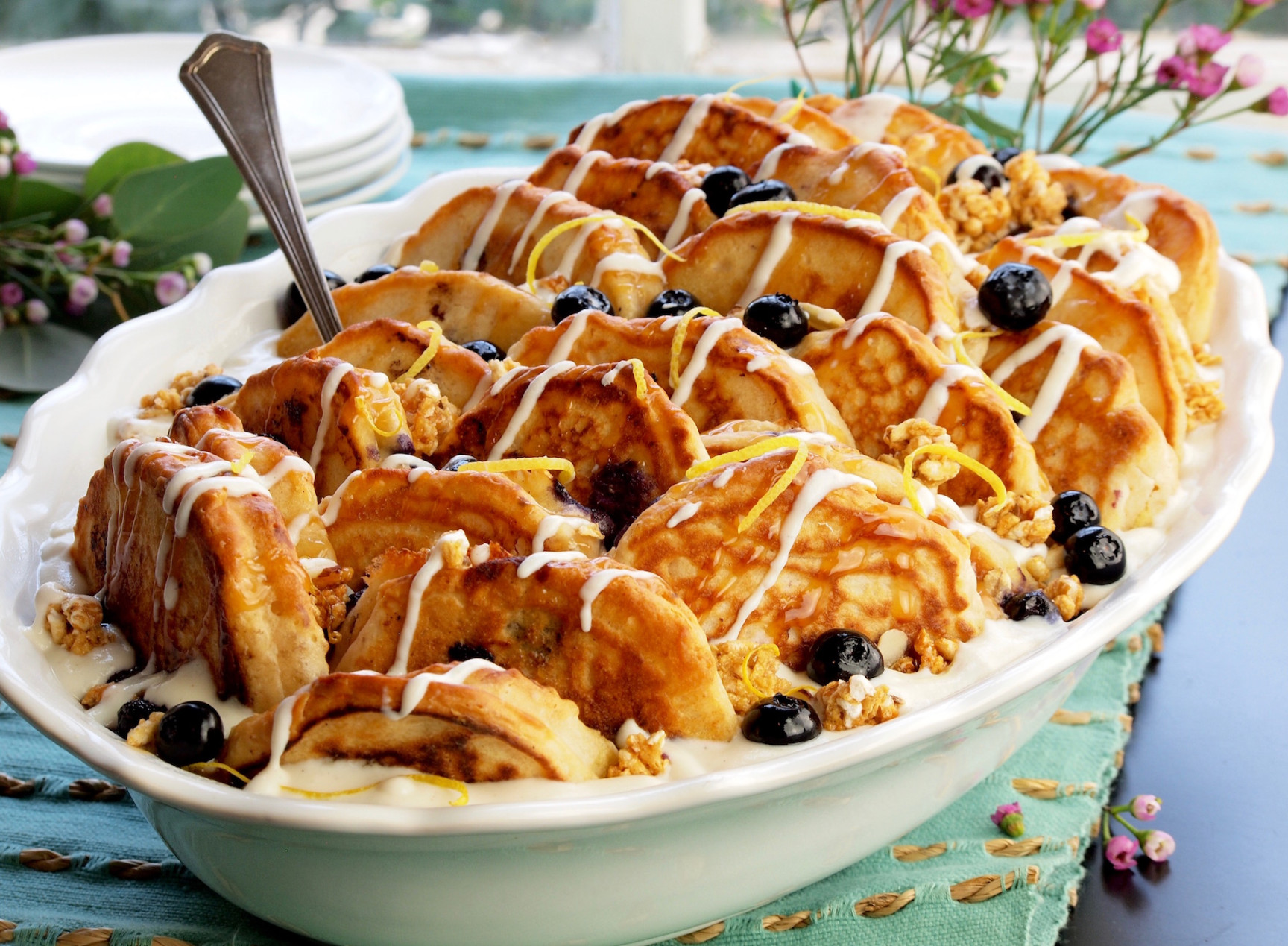 Blueberry Pancake Bread Pudding - Emily Ellyn