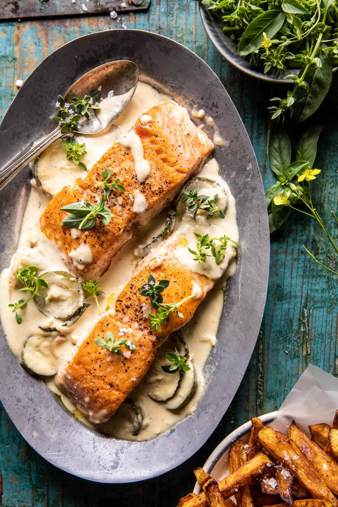 Creamed Feta Garlic Herb Butter Salmon Creamed Feta Garlic Herb Butter Salmon