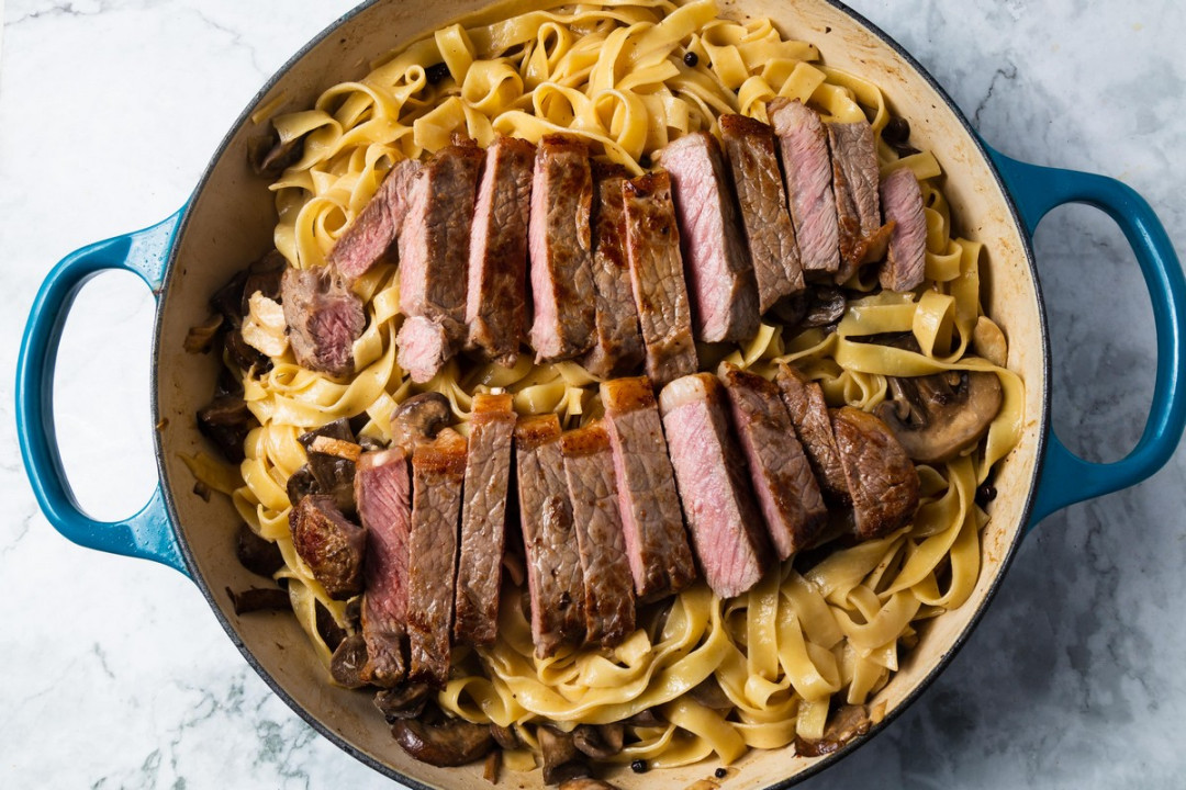 Creamy Steak Fettuccine - Cooking with Carbs