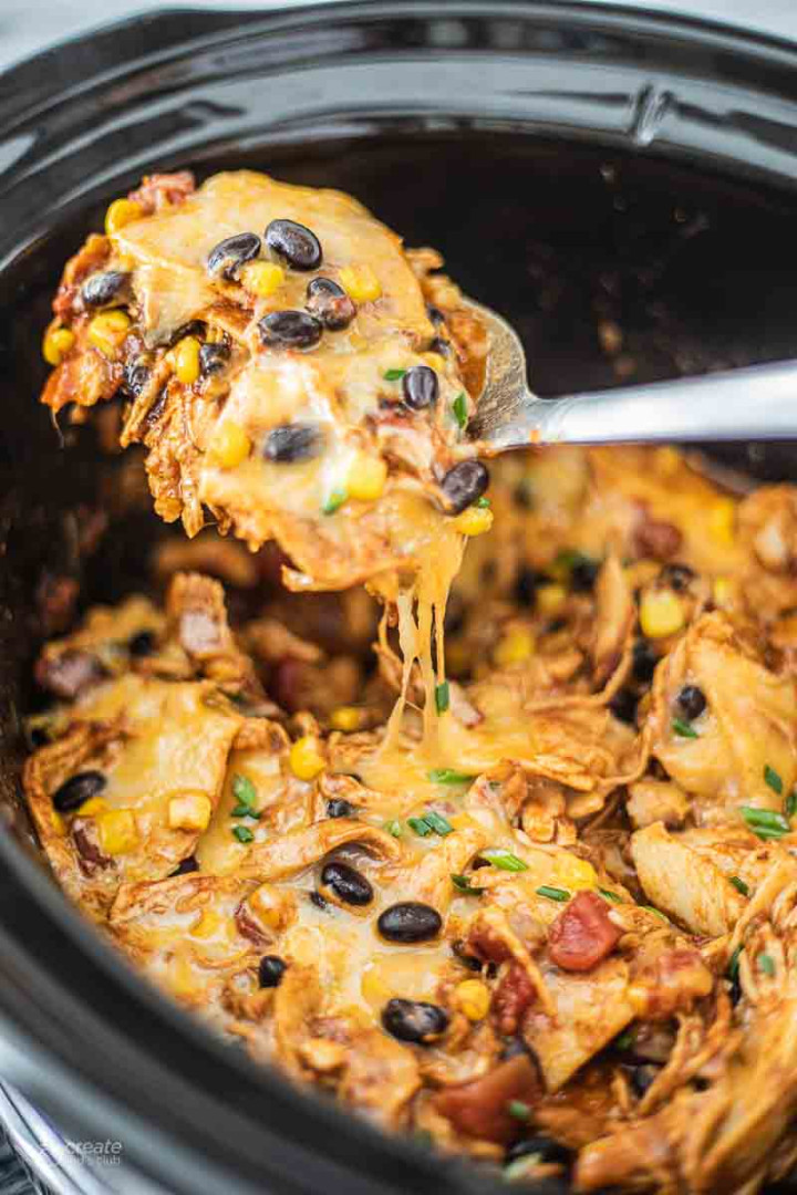 Crockpot Chicken Enchiladas Casserole Crockpot Chicken Enchiladas Casserole
