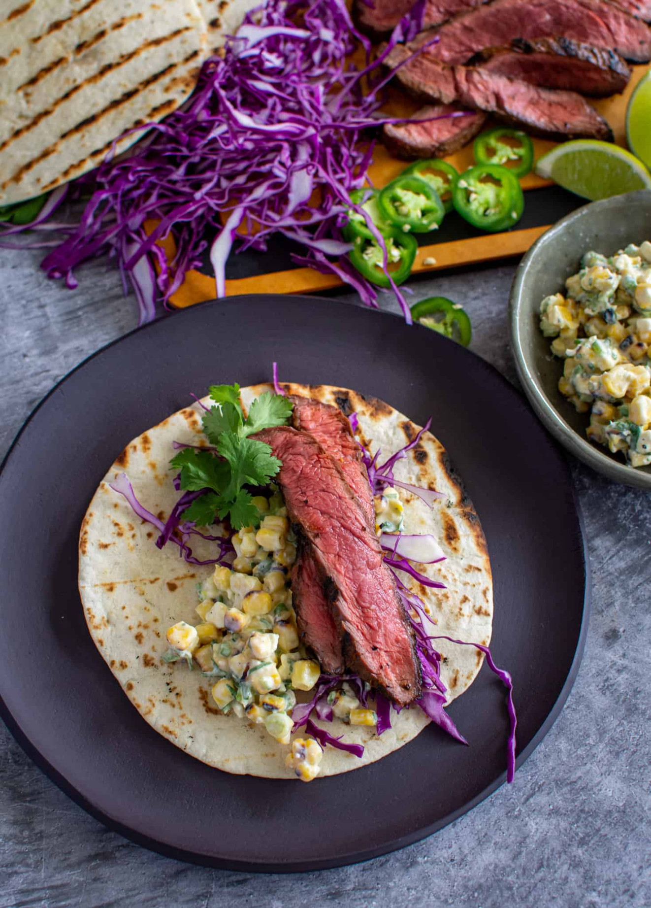 Grilled Steak Tacos, Corn Elote Grilled Steak Tacos, Corn Elote