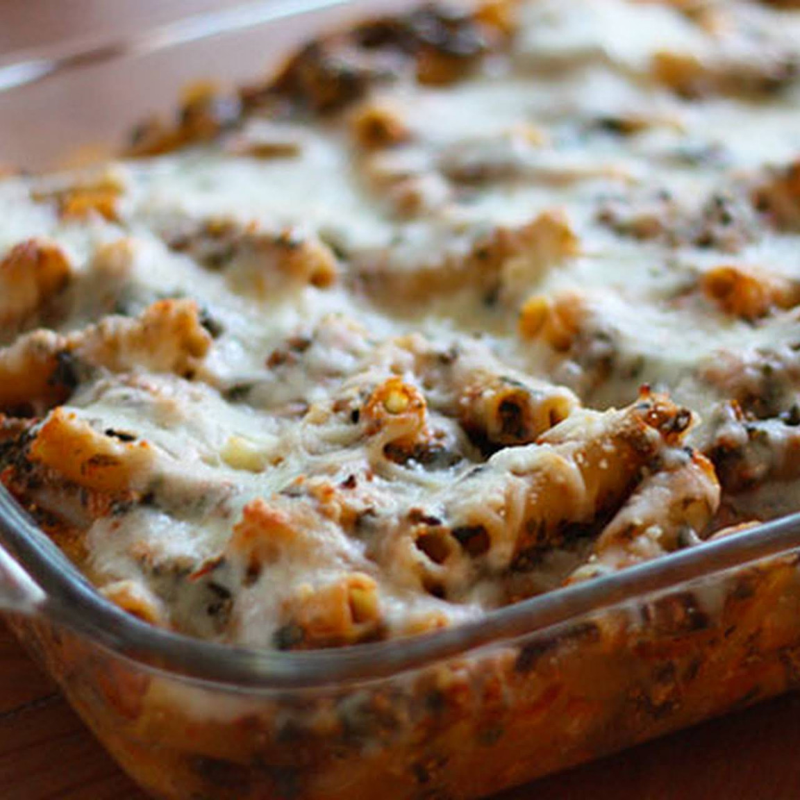 Low Fat Baked Ziti with Spinach