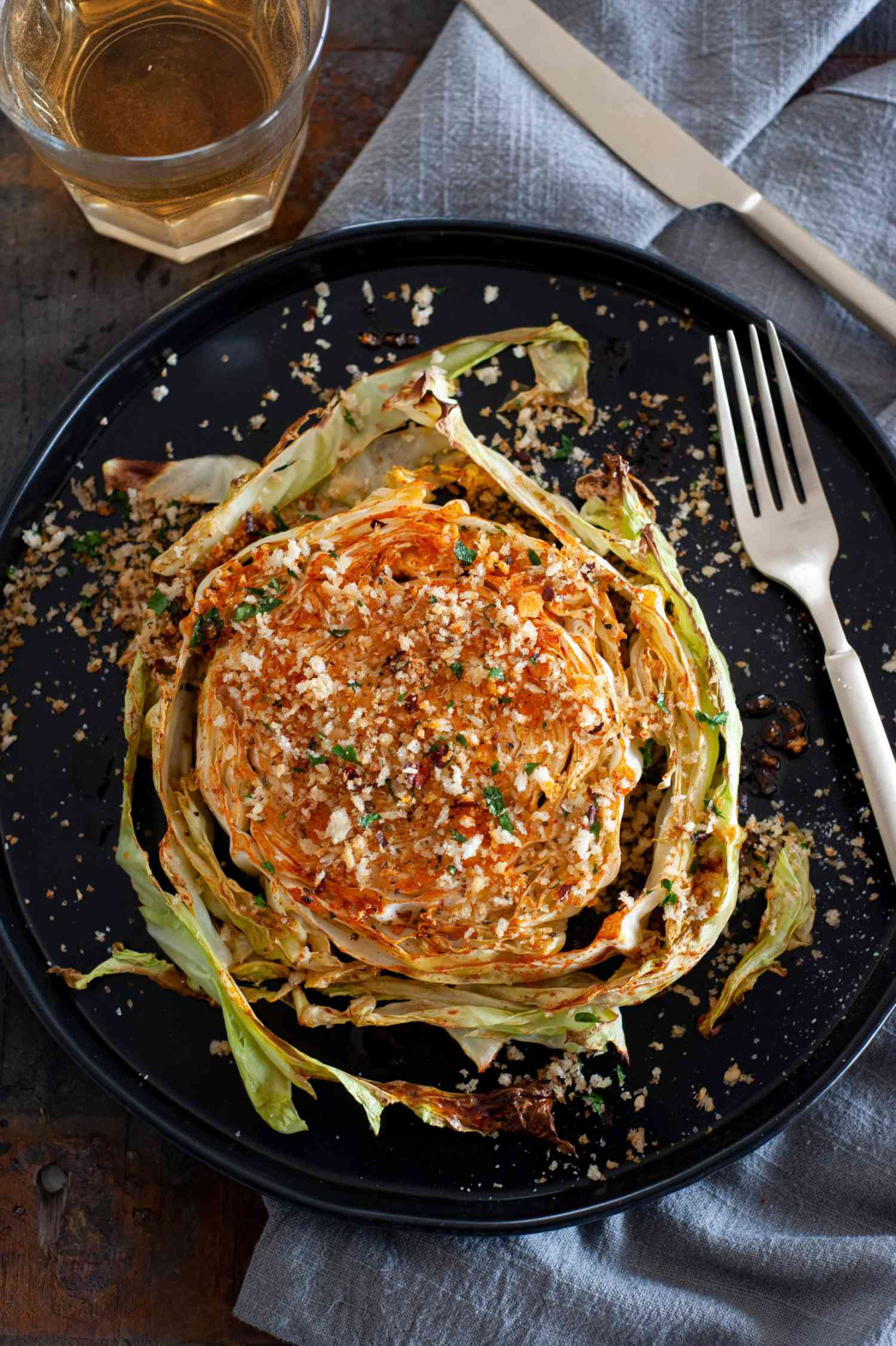 Roasted Cabbage Steaks with Garlic Breadcrumbs Roasted Cabbage Steaks with Garlic Breadcrumbs